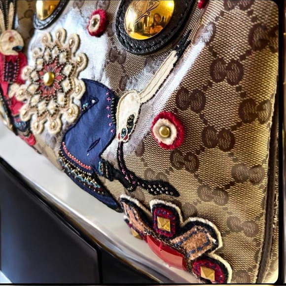 GUCCI GG CRYSTAL FABLE BABOUSKA BOSTON Vintage Classic Handbag Italy w/COA - Picture 5 of 16